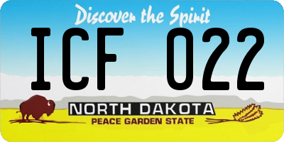 ND license plate ICF022