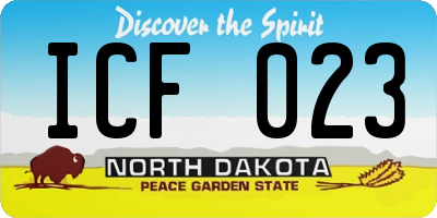 ND license plate ICF023