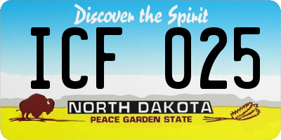 ND license plate ICF025