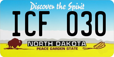 ND license plate ICF030