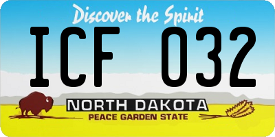 ND license plate ICF032