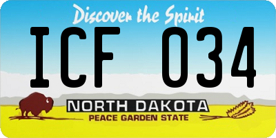 ND license plate ICF034