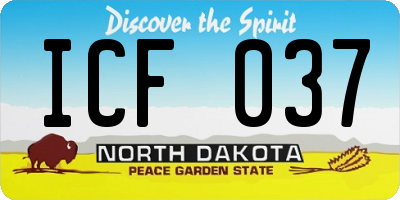 ND license plate ICF037