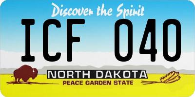 ND license plate ICF040