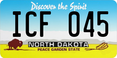 ND license plate ICF045