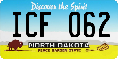 ND license plate ICF062