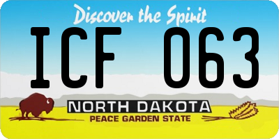 ND license plate ICF063