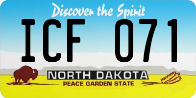 ND license plate ICF071