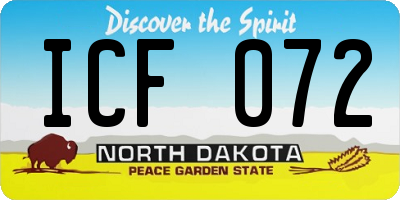 ND license plate ICF072