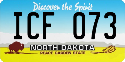 ND license plate ICF073