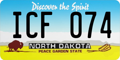 ND license plate ICF074