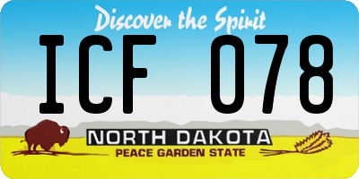 ND license plate ICF078