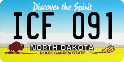 ND license plate ICF091