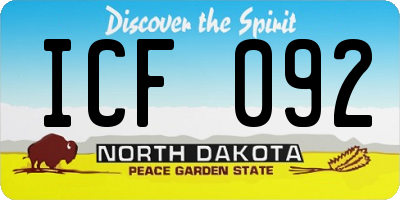 ND license plate ICF092
