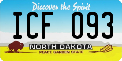 ND license plate ICF093