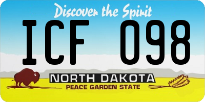 ND license plate ICF098