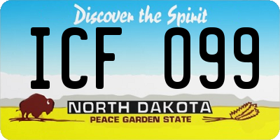 ND license plate ICF099