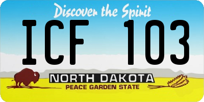ND license plate ICF103