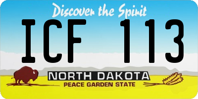 ND license plate ICF113