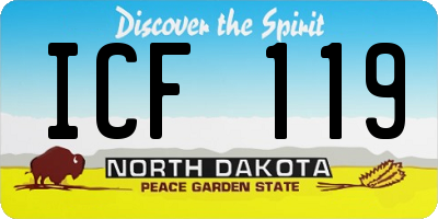ND license plate ICF119