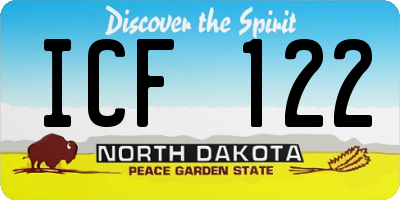ND license plate ICF122