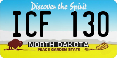 ND license plate ICF130