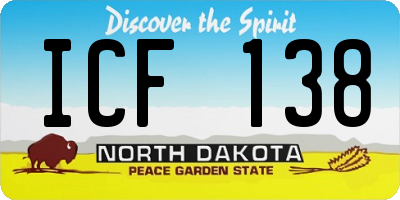 ND license plate ICF138