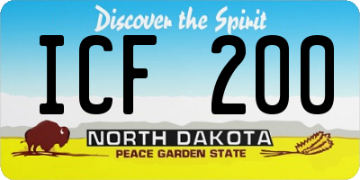 ND license plate ICF200