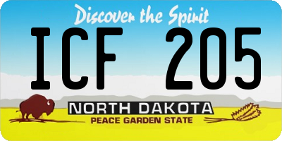 ND license plate ICF205