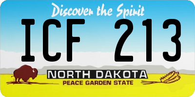 ND license plate ICF213