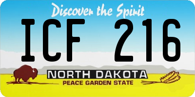 ND license plate ICF216