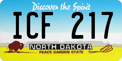 ND license plate ICF217