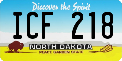 ND license plate ICF218