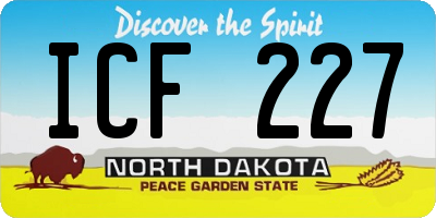 ND license plate ICF227