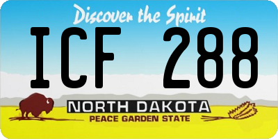 ND license plate ICF288