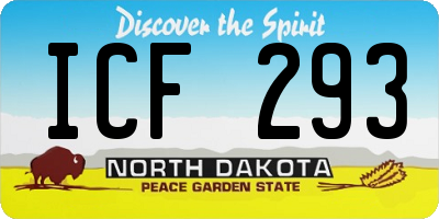 ND license plate ICF293