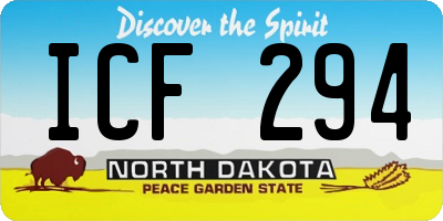 ND license plate ICF294