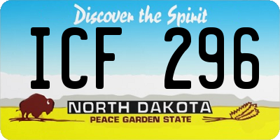 ND license plate ICF296