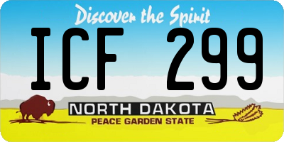 ND license plate ICF299