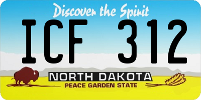 ND license plate ICF312