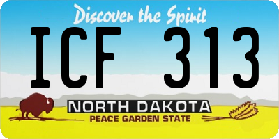 ND license plate ICF313