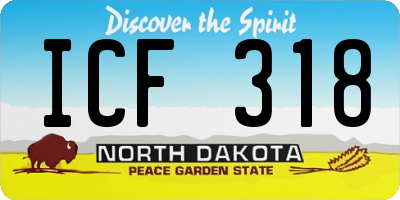 ND license plate ICF318