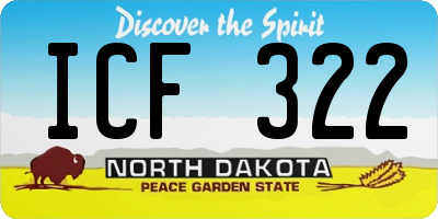 ND license plate ICF322
