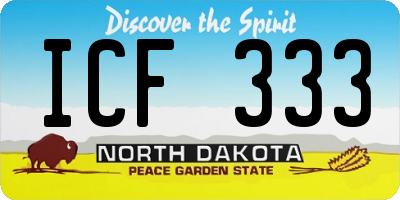 ND license plate ICF333