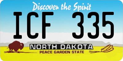 ND license plate ICF335