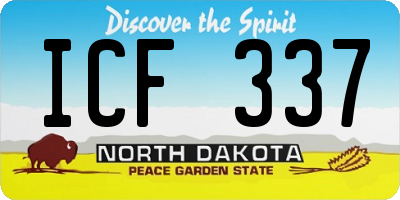 ND license plate ICF337