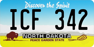 ND license plate ICF342