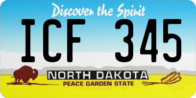 ND license plate ICF345