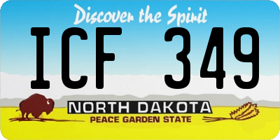 ND license plate ICF349