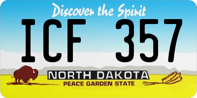 ND license plate ICF357